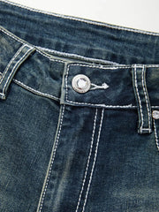 Rhinestone Chrome Hearts Flare Leg Jeans Flare Jeans