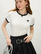 Ribbed Color Blocking Crewneck T Shirt WHITE / XS