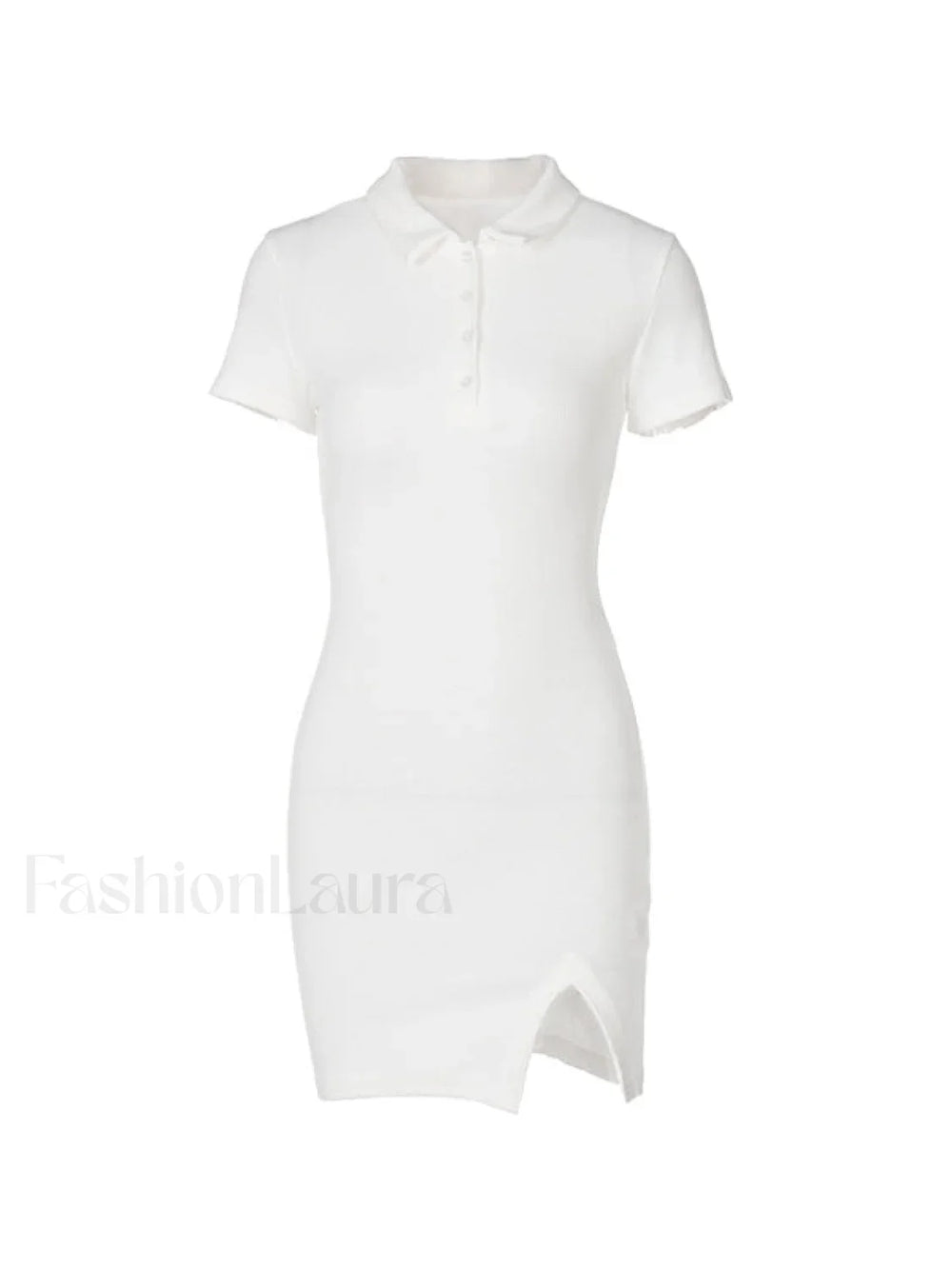 Ribbed Short Sleeve Slit Mini Dress Mini Dresses