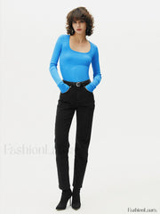 Ribbed Solid Graceful Long Sleeve Top T Shirts