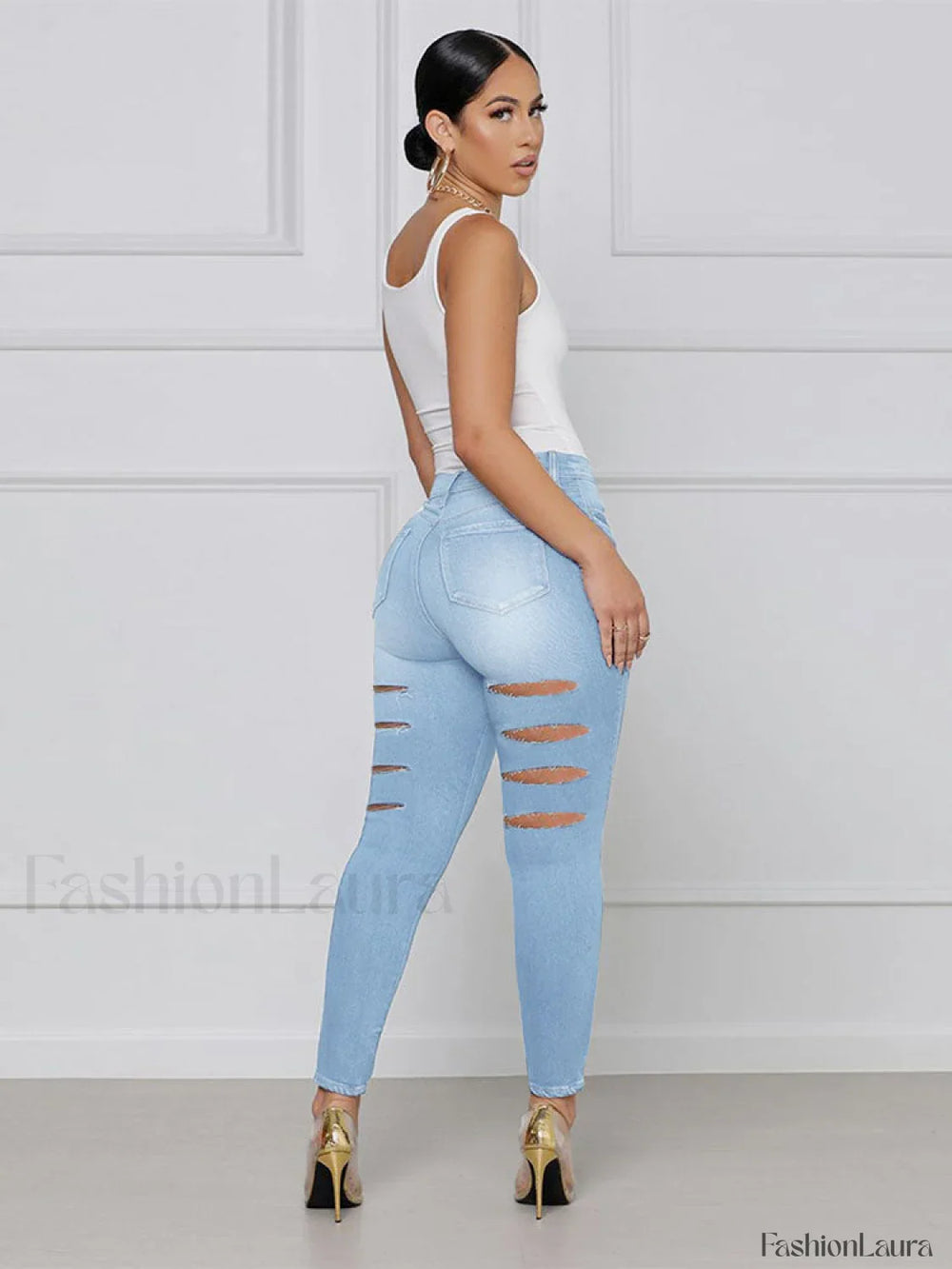 Ripped High Waist Skinny Jeans Jeans