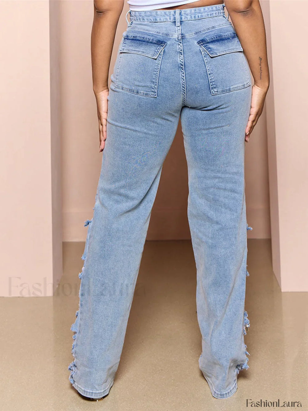 Ripped Pocket High Waist Jeans Jeans