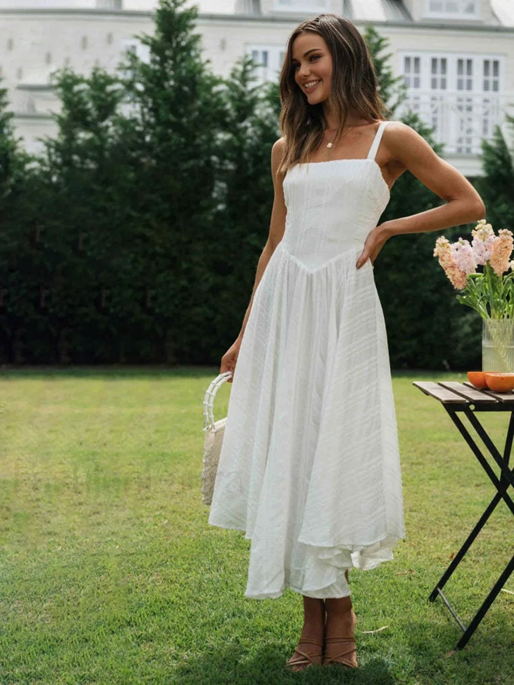 Romantic Cotton Graceful Long Cami Dress Dresses