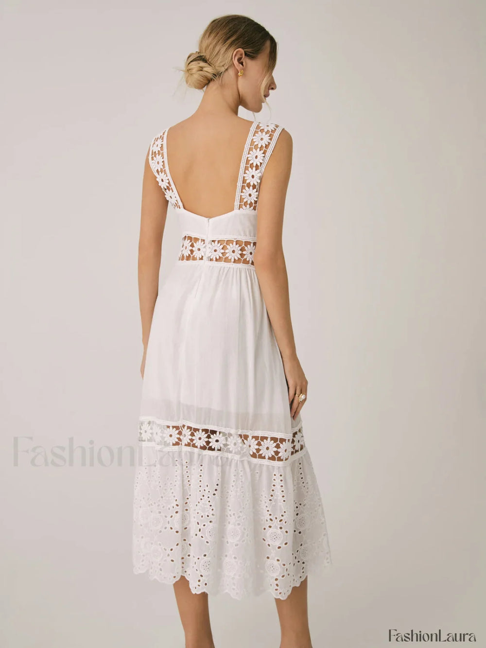 Romantic Lace Graceful Patchwork Midi Dress Dresses