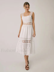 Romantic Lace Graceful Patchwork Midi Dress Dresses