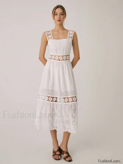 Romantic Lace Graceful Patchwork Midi Dress Dresses