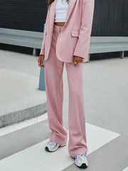 Rosy Glow Pockets Trendy Wide Leg Pants Pink / XS Pants