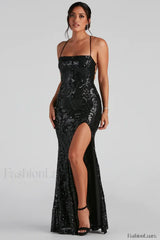 Rowena Sequin Stylish Mermaid Dress S / Black Party Dresses L