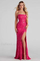 Rowena Sequin Stylish Mermaid Dress S / Fuchsia Party Dresses L