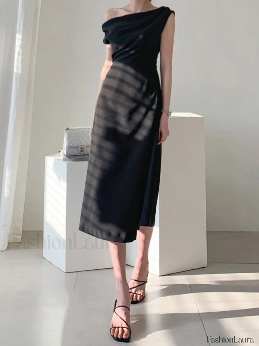 Ruched Boat Neck Party Midi Dress Midi Dresses