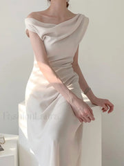 Ruched Boat Neck Party Midi Dress Midi Dresses