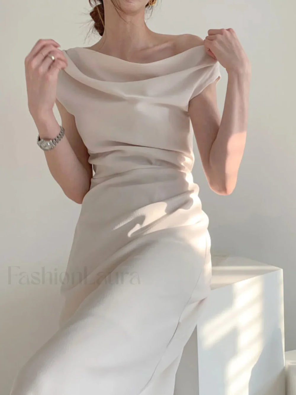 Ruched Boat Neck Party Midi Dress Midi Dresses