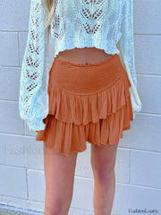 Ruched High Waist A Line Skirt WHITE / S