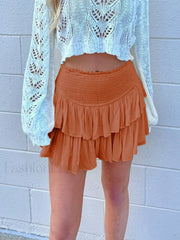 Ruched High Waist A Line Skirt WHITE / S