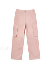 Ruched Pink Straight Leg Cargo Pants Cargo Pants