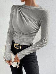 Ruching Long Graceful Sleeve Shirt T Shirts