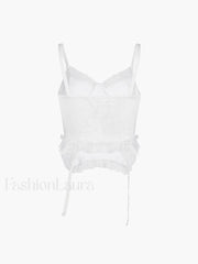 Ruffle Lace Graceful Patchwork Cami Top Tank Tops & Camis