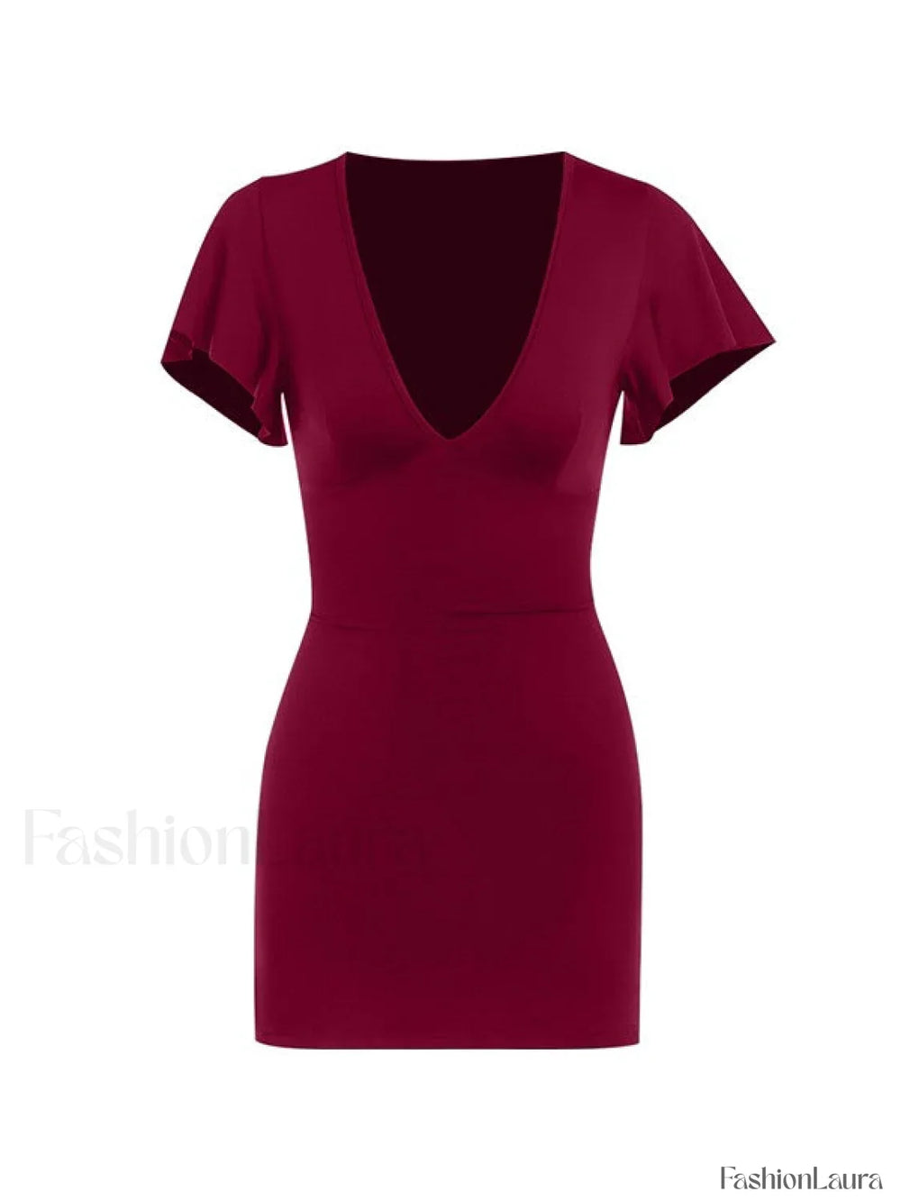 Ruffle Sleeve Bodycon Mini Dress Mini Dresses