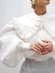 Ruffled Collar Graceful Long Sleeve Shirt Shirts