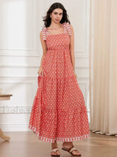 Ruffled Printed A Line Maxi Dress orange / S