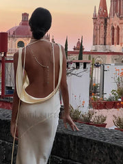 Satin Slip Backless Maxi Dress