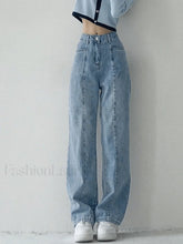Seam Detail Washed Boyfriend Jeans Blue / S Jeans