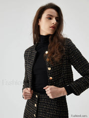 Sequined Button Graceful Short Blazer Blazers