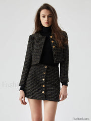 Sequined Button Graceful Short Blazer Blazers