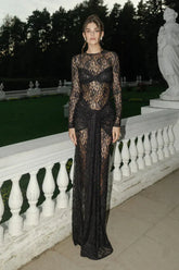 Sheer Lace Slim Fit Bodycon Maxi Dress Black / S