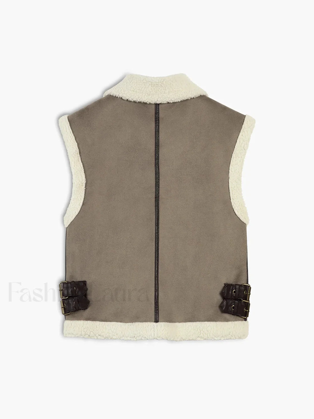 Sherpa Lined Shearling Trendy Leather Flight Vest Vests