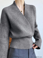 She’s Effortless Graceful Wrap Sweater Sweaters L