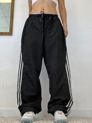 Side Stripe Wide Leg Pants Black / S Wide Leg Pants