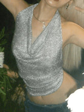 Silver Halter Cropped Tank Top Silver / S Tops&Tees