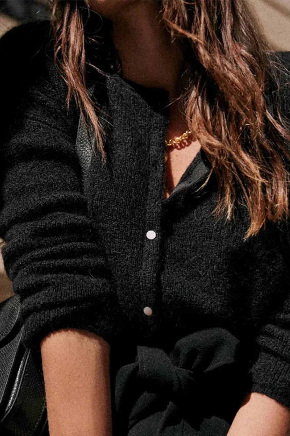 Simple Button Round Neck Knit Cardigan