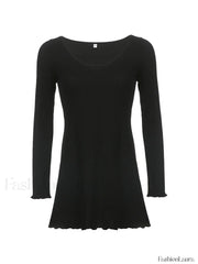 Simple Knitted Long Sleeve Mini Dress Mini Dresses