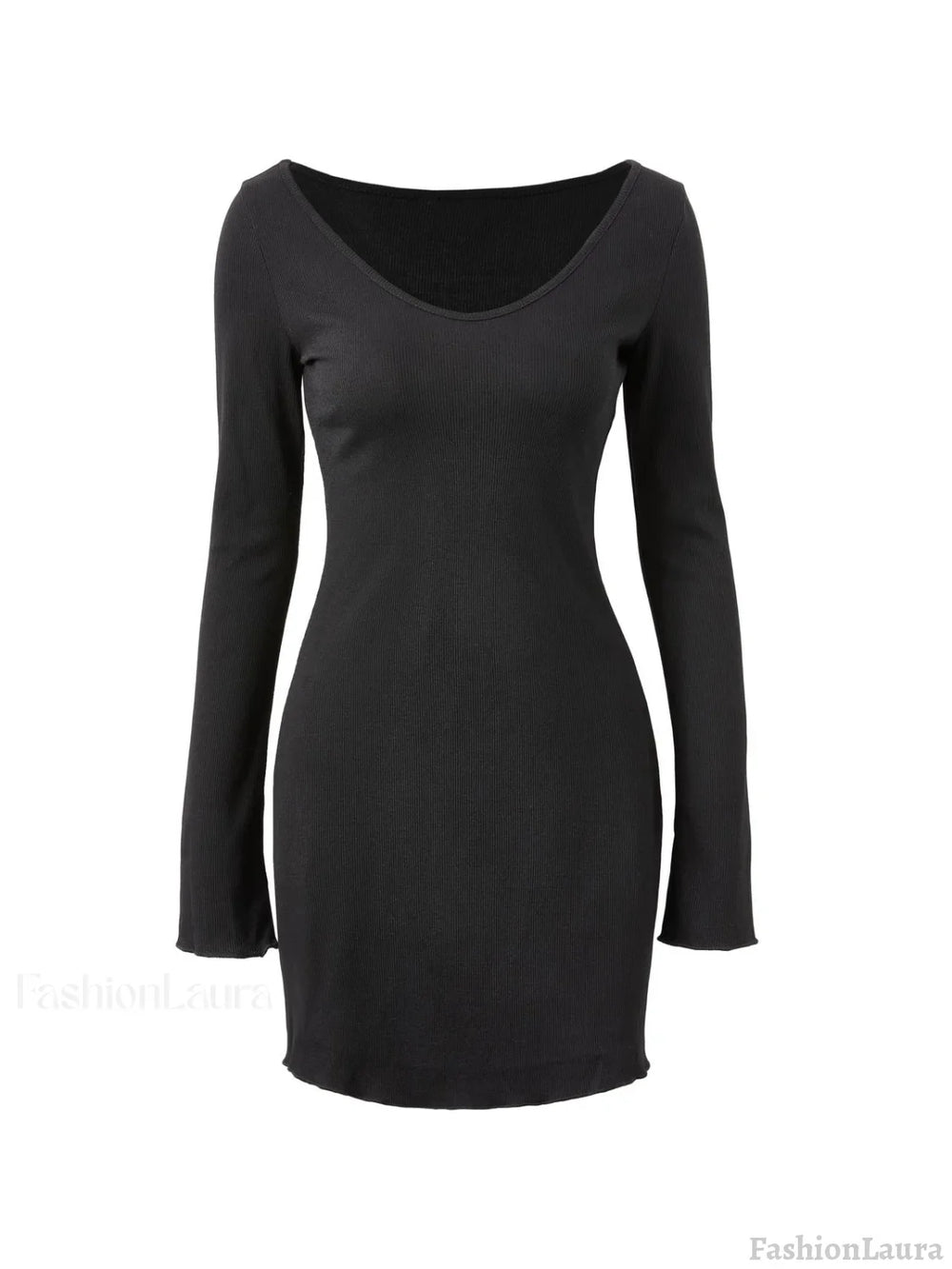Simple Knitted Long Sleeve Mini Dress Mini Dresses