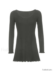 Simple Knitted Long Sleeve Mini Dress Mini Dresses