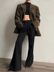 Single Breasted Graceful Corduroy Blazer Blazers