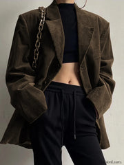 Single Breasted Graceful Corduroy Blazer Blazers