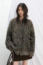 Single Breasted Leopard Print Cardigan