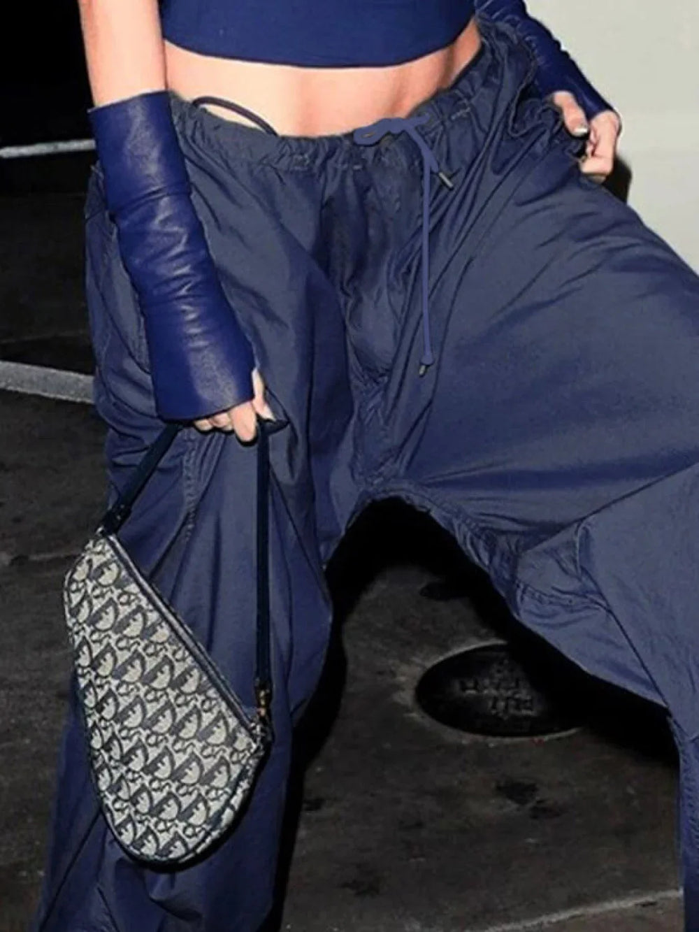 Size Friendly Low Waist Parachute Cargo Pants Cargo Pants