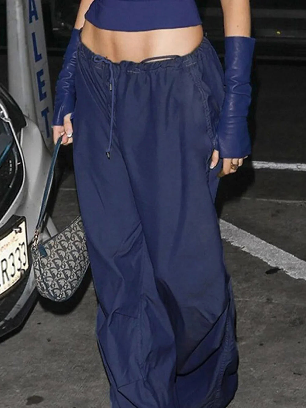 Size Friendly Low Waist Parachute Cargo Pants Cargo Pants