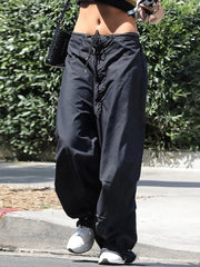 Size Friendly Low Waist Parachute Cargo Pants Cargo Pants