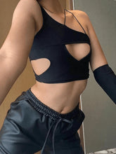 Sleeve Detail Cutout Crop Cami Top Black / S Tops&Tees
