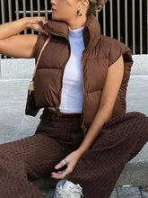 Sleeveless Cropped Puffer Jacket Brown / S Jacket