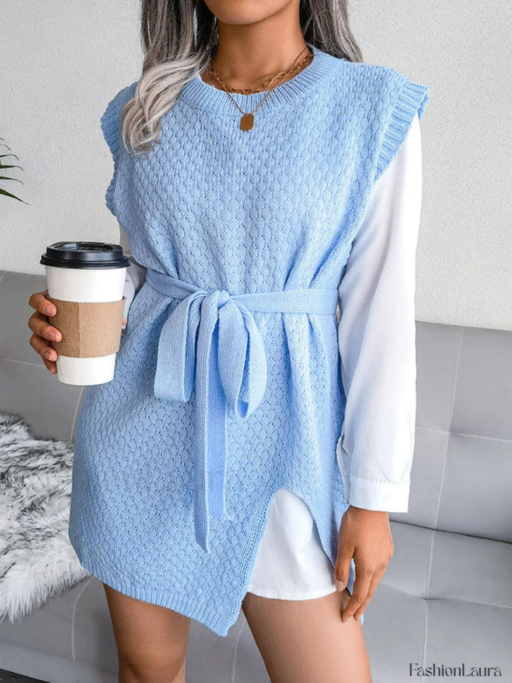 Sleeveless Split Knit Midi Dress Midi Dresses