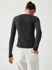 Slinky Asymmetric Graceful Long Sleeve Shirt T Shirts