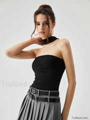 Slinky Solid Graceful Halter Top Tank Tops & Camis