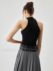 Slinky Solid Graceful Halter Top Tank Tops & Camis