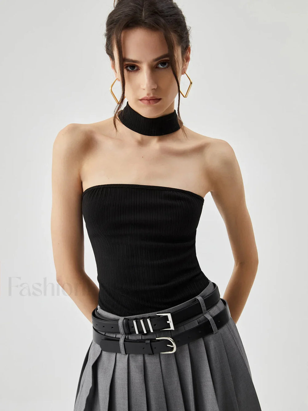 Slinky Solid Graceful Halter Top Black / XS Tank Tops & Camis